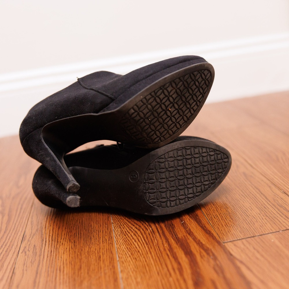 Merona Womens Black Faux Suede High Heel Ankle Booties Shooties Size 8 - Picture 6 of 6